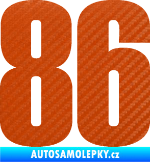 Samolepka Startovní číslo 86 typ 2      3D karbon oranžový