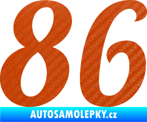 Samolepka Startovní číslo 86 typ 3   3D karbon oranžový
