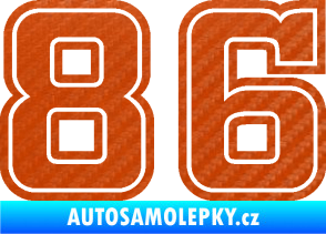 Samolepka Startovní číslo 86 typ 5 3D karbon oranžový