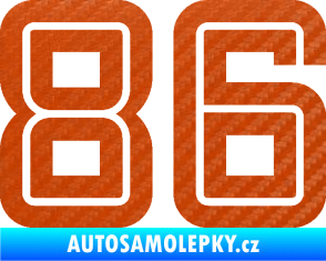Samolepka Startovní číslo 86 typ 7 3D karbon oranžový