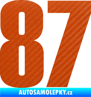 Samolepka Startovní číslo 87 typ 2       3D karbon oranžový