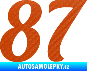 Samolepka Startovní číslo 87 typ 3   3D karbon oranžový