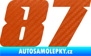 Samolepka Startovní číslo 87 typ 6 3D karbon oranžový