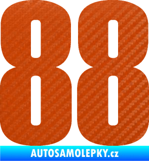 Samolepka Startovní číslo 88 typ 2        3D karbon oranžový