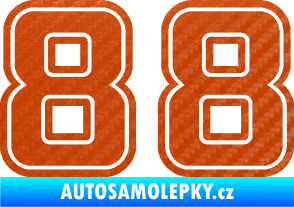 Samolepka Startovní číslo 88 typ 5 3D karbon oranžový