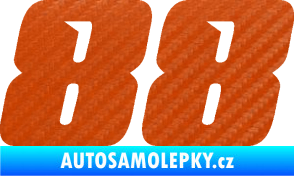 Samolepka Startovní číslo 88 typ 6 3D karbon oranžový