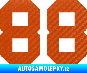 Samolepka Startovní číslo 88 3D karbon oranžový