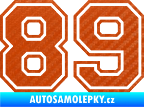 Samolepka Startovní číslo 89 typ 4 3D karbon oranžový