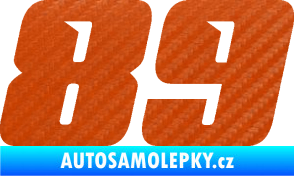 Samolepka Startovní číslo 89 typ 6 3D karbon oranžový