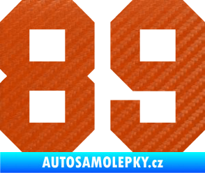 Samolepka Startovní číslo 89 3D karbon oranžový