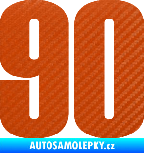 Samolepka Startovní číslo 90 typ 2          3D karbon oranžový