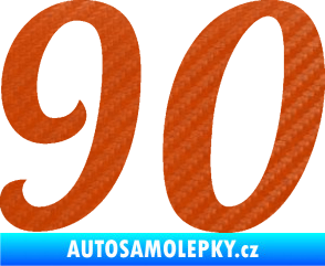 Samolepka Startovní číslo 90 typ 3   3D karbon oranžový