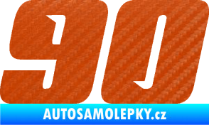 Samolepka Startovní číslo 90 typ 6 3D karbon oranžový