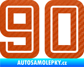 Samolepka Startovní číslo 90 typ 7 3D karbon oranžový