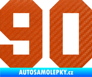Samolepka Startovní číslo 90 3D karbon oranžový