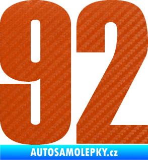 Samolepka Startovní číslo 92 typ 2  3D karbon oranžový