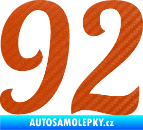 Samolepka Startovní číslo 92 typ 3   3D karbon oranžový