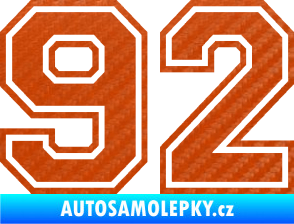 Samolepka Startovní číslo 92 typ 4 3D karbon oranžový