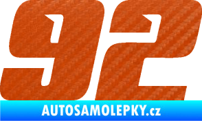 Samolepka Startovní číslo 92 typ 6 3D karbon oranžový