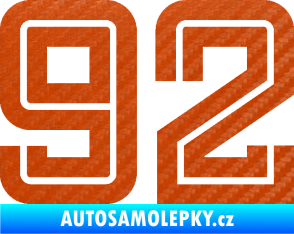 Samolepka Startovní číslo 92 typ 7 3D karbon oranžový