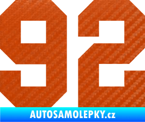 Samolepka Startovní číslo 92 3D karbon oranžový