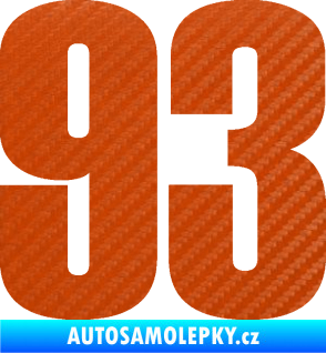 Samolepka Startovní číslo 93 typ 2   3D karbon oranžový