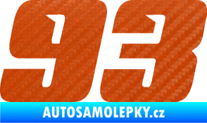 Samolepka Startovní číslo 93 typ 6 3D karbon oranžový