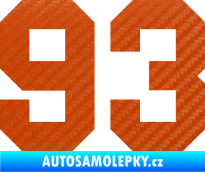 Samolepka Startovní číslo 93 3D karbon oranžový