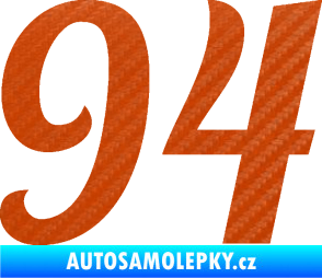 Samolepka Startovní číslo 94 typ 3    3D karbon oranžový