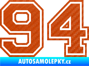 Samolepka Startovní číslo 94 typ 4 3D karbon oranžový