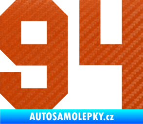 Samolepka Startovní číslo 94 3D karbon oranžový