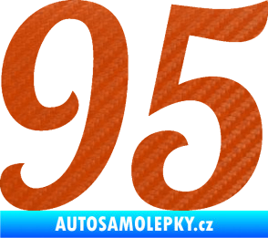 Samolepka Startovní číslo 95 typ 3   3D karbon oranžový