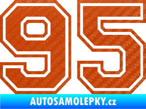 Samolepka Startovní číslo 95 typ 4 3D karbon oranžový