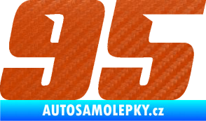 Samolepka Startovní číslo 95 typ 6 3D karbon oranžový
