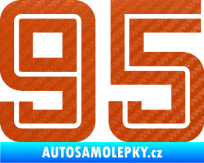 Samolepka Startovní číslo 95 typ 7 3D karbon oranžový