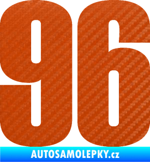 Samolepka Startovní číslo 96 typ 2     3D karbon oranžový