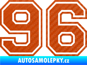 Samolepka Startovní číslo 96 typ 4 3D karbon oranžový