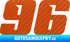 Samolepka Startovní číslo 96 typ 6 3D karbon oranžový