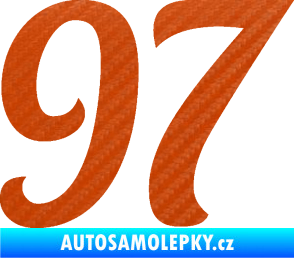 Samolepka Startovní číslo 97 typ 3   3D karbon oranžový