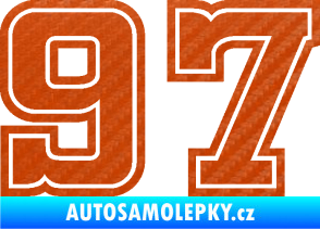 Samolepka Startovní číslo 97 typ 5 3D karbon oranžový