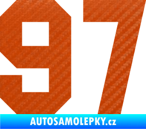 Samolepka Startovní číslo 97 3D karbon oranžový