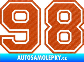 Samolepka Startovní číslo 98 typ 4 3D karbon oranžový