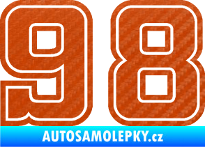 Samolepka Startovní číslo 98 typ 5 3D karbon oranžový