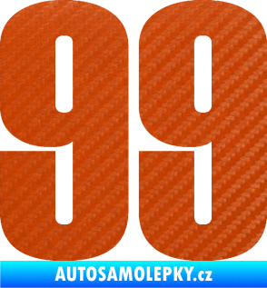 Samolepka Startovní číslo 99 typ 2      3D karbon oranžový