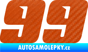 Samolepka Startovní číslo 99 typ 6 3D karbon oranžový
