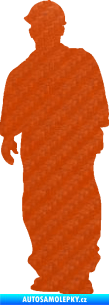 Samolepka Stavební dělník 001 levá 3D karbon oranžový