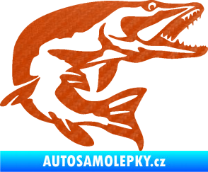 Samolepka Štika 001 pravá 3D karbon oranžový
