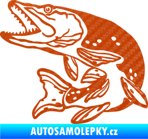 Samolepka Štika 002 levá 3D karbon oranžový