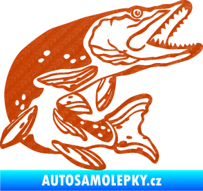Samolepka Štika 002 pravá 3D karbon oranžový
