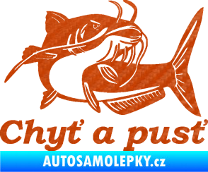 Samolepka Sumec 002 chyť a pusť pravá 3D karbon oranžový